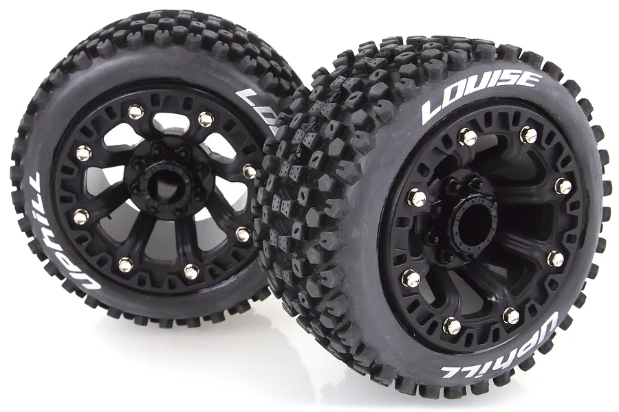 Louise 2.2&amp;quot; ST-Uphill Tyres on Black Spoke Rims - Glued Truck Wheels w/ Foam 2Pcs image 35923