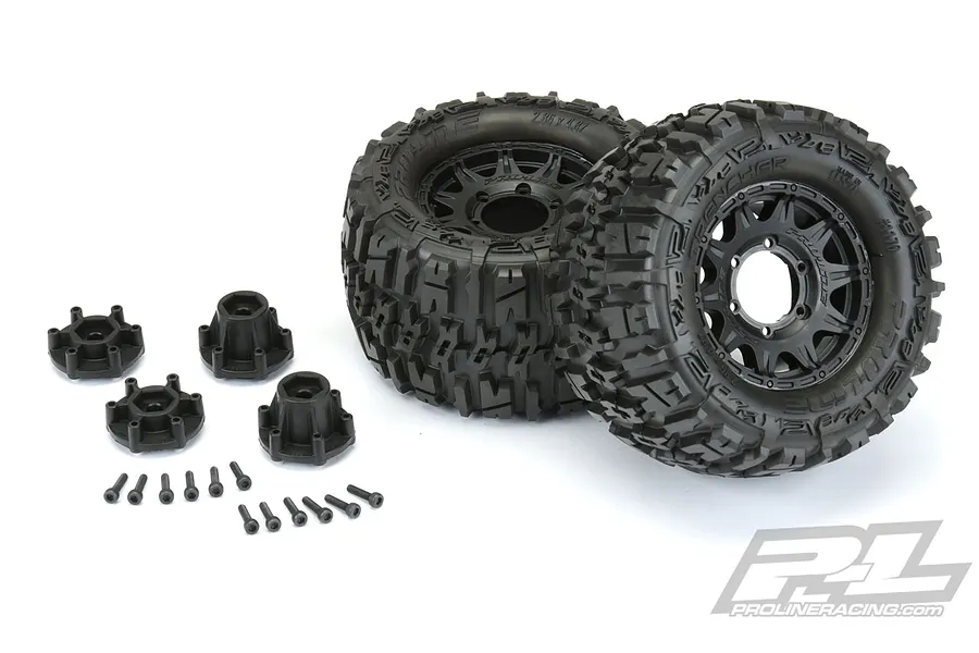 Pro-Line 2.8&amp;quot; Trencher Tyres on Black Raid Rims - Glued Wheels 2Pcs image 35935