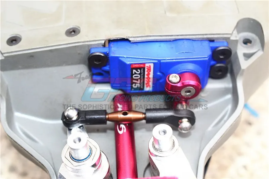 GPM Blue Aluminium Rustler 4x4 25T Servo Horn w/ Spring Steel Steering Linkage image 2