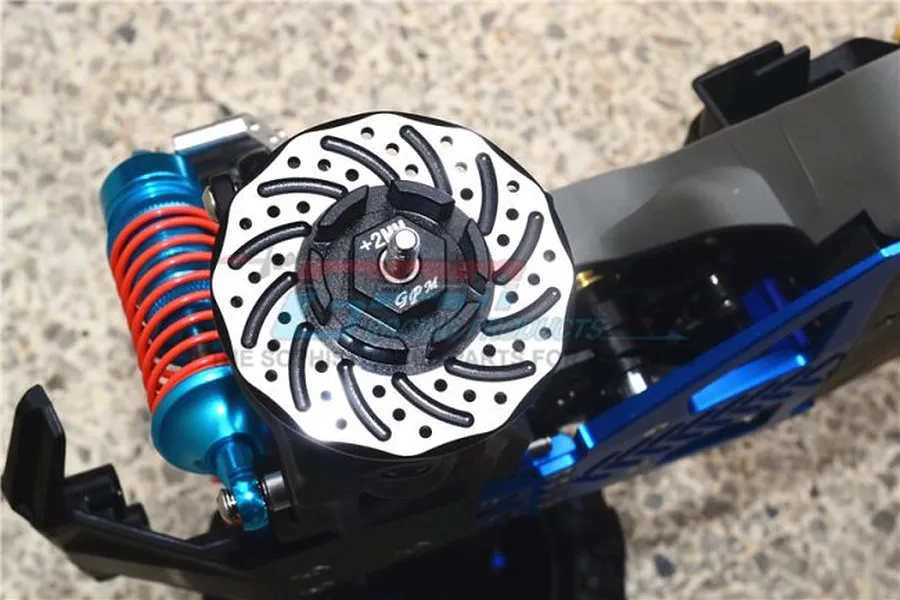 GPM Blue Aluminium Rustler 4x4 +2mm Disk Brake Clawed Wheel Hexs 2Pcs image 35994
