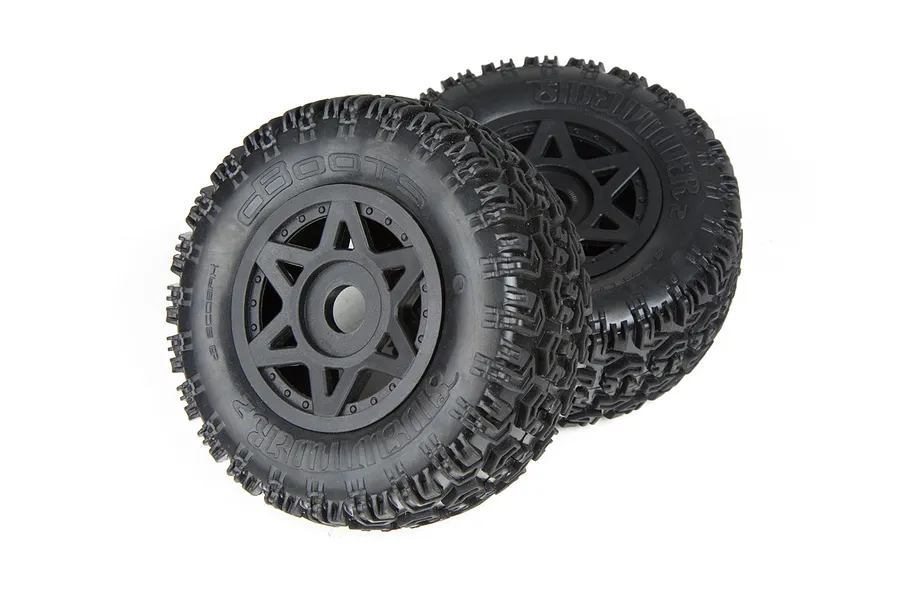 ARRMA 2.2/3.0&amp;quot; SENTON 6S dBoots SIDEWINDER SC Tyres on Black Rims - Glued Wheels 2Pcs image 36016