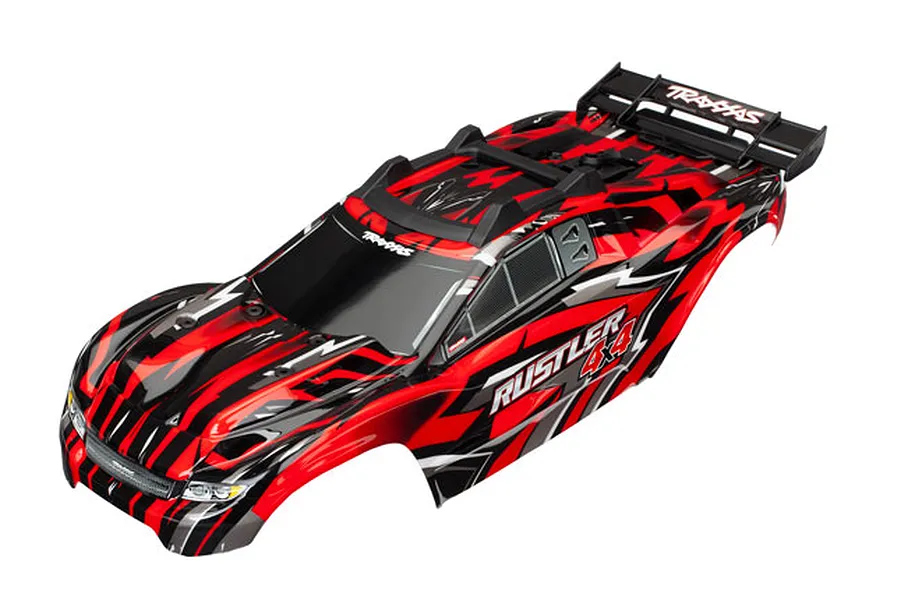 Traxxas Rustler 4X4 Brushed Red Painted Body Shell image 36419
