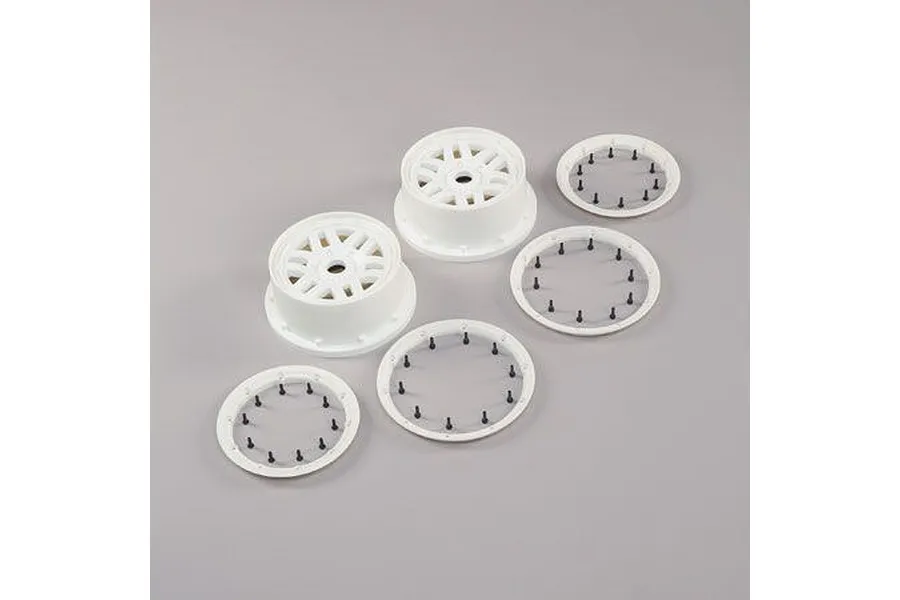 Losi 4.7/5.5&amp;quot; 5IVE-T 2.0 White Rims &amp;amp; Beadlock Set 2Pcs image 36587