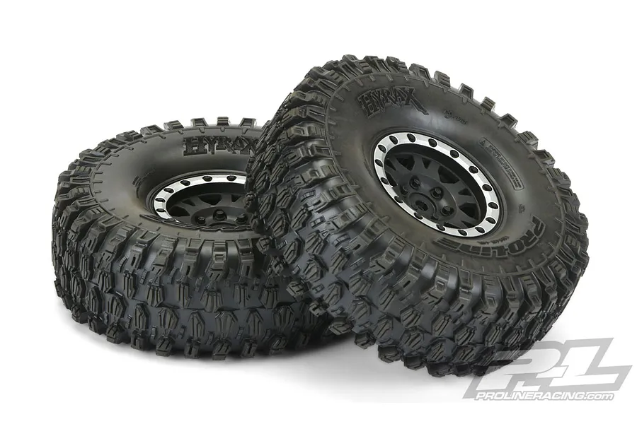 Pro-Line 1.9&amp;quot; Hyrax G8 Rock Crawler Tyres On Black &amp;amp; Silver Impulse Internal Bead-Loc Rims 2Pcs image 36966