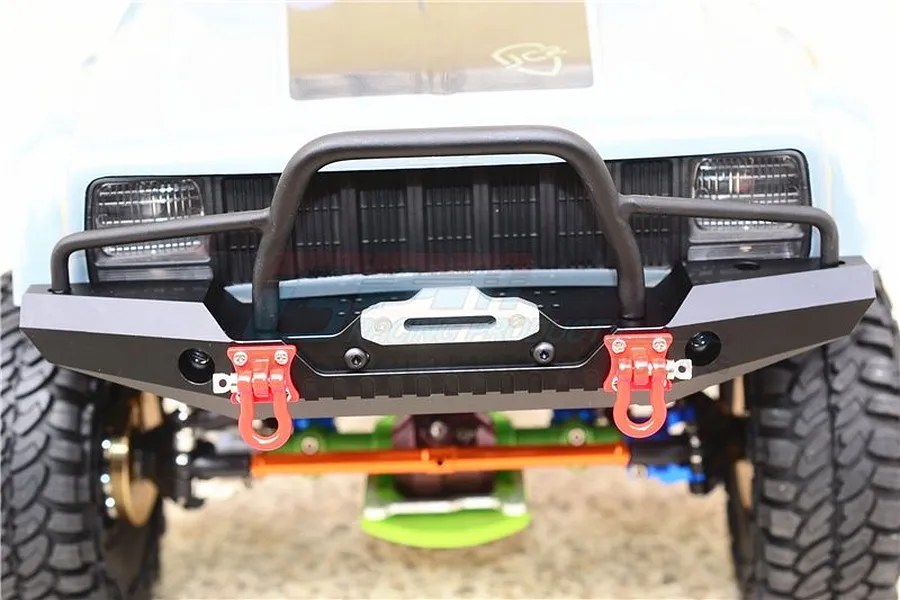 GPM Black Aluminium TRX-4 &amp;amp; SCX10 II Front Bumper w/ LED Lights image 36982