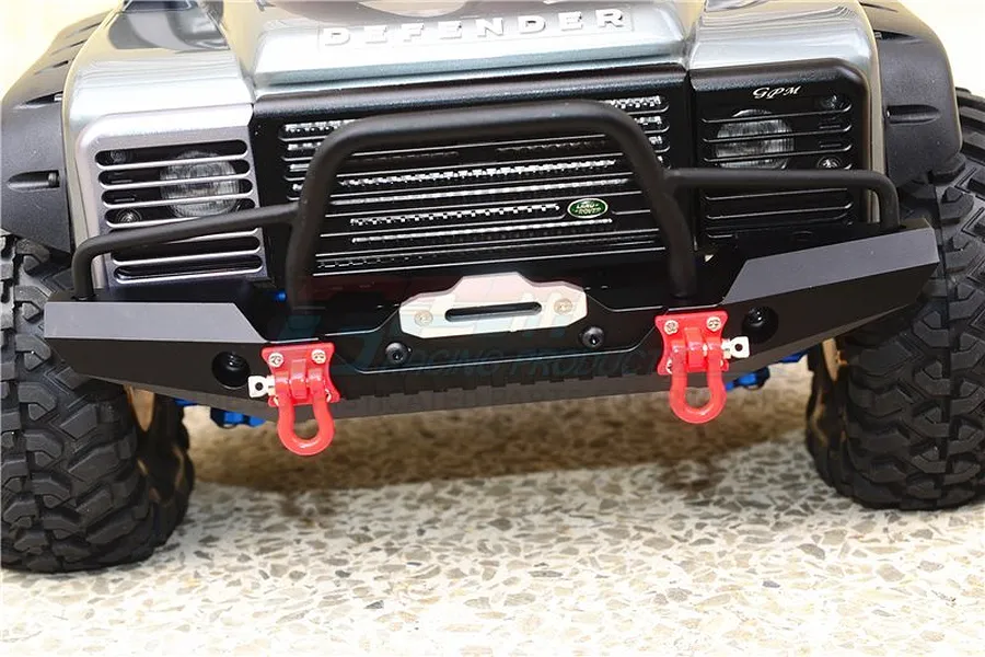 GPM Black Aluminium TRX-4 &amp;amp; SCX10 II Front Bumper w/ LED Lights image 36985