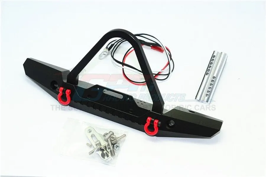 GPM Black Aluminium TRX-4 &amp;amp; SCX10 II Front Bumper w/ LED Lights image 36986