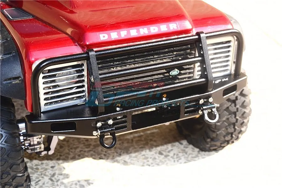 GPM Black Aluminium TRX-4 &amp;amp; SCX10 II Front Bush Guard Bumper w/ D Rings image 36988