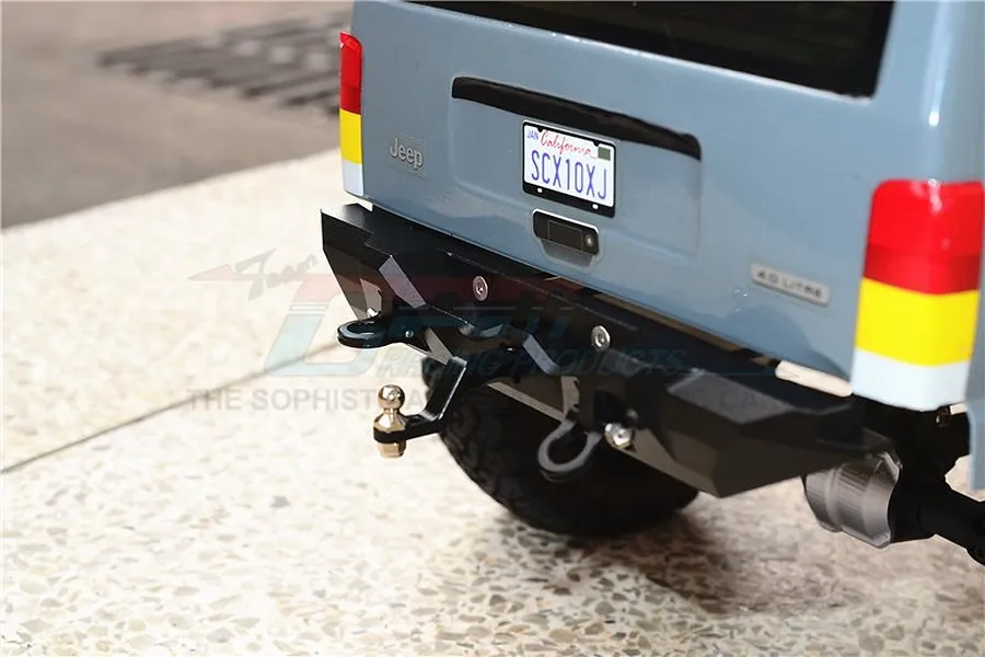 GPM Black Aluminium TRX-4 &amp;amp; SCX-10 II Rear Bumper w/ D-Ring &amp;amp; Drop Hitch image 36991