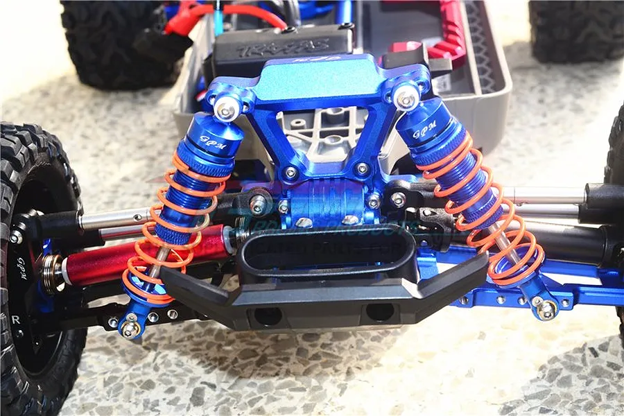 GPM Blue Aluminium Traxxas Rustler 4x4 Front Shocks 2Pcs w/ Optional Spring Rates image 37023