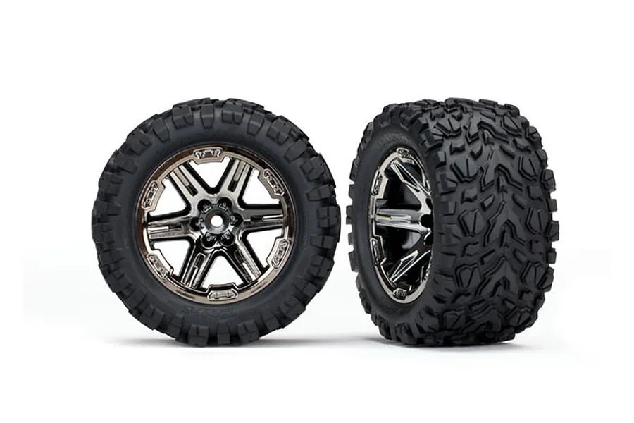 Traxxas 2.8&amp;quot; Talon Extreme Tyres on Black Chrome RXT Rims - Glued Wheels 2Pcs image 37064