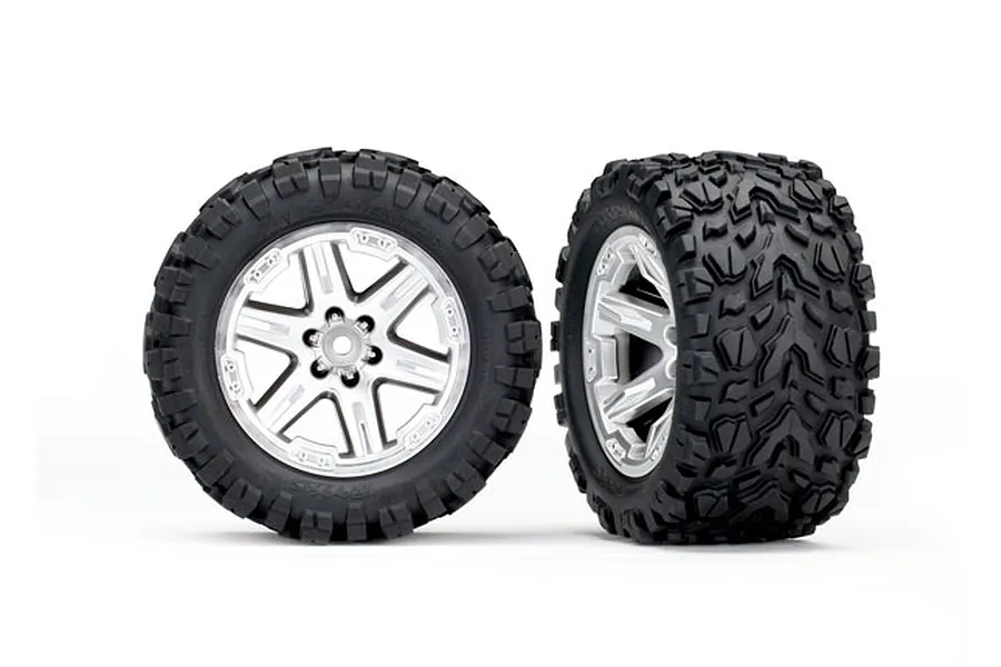 Traxxas 2.8&amp;quot; Talon Extreme Tyres on Satin Chrome RXT Rims - Glued Wheels 2Pcs image 37308