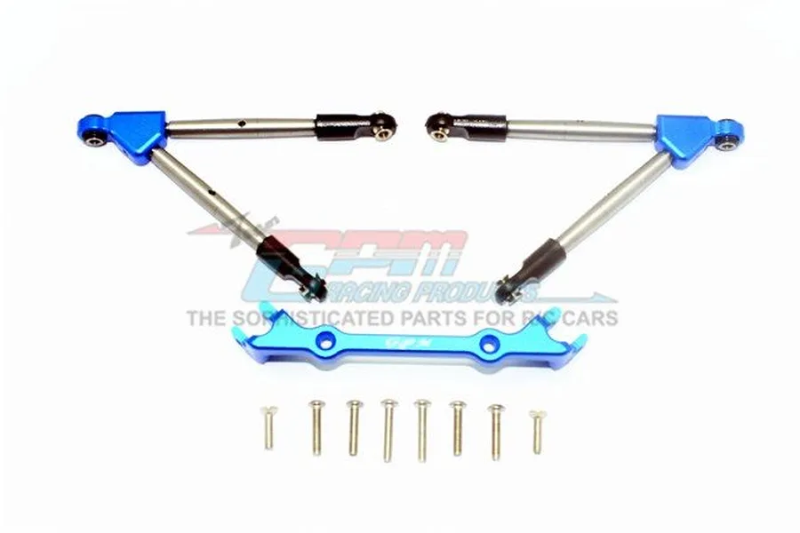 GPM Blue Aluminium Traxxas Rustler 4x4 Front Upper Suspension Arms w/ Stabilizer image 37368