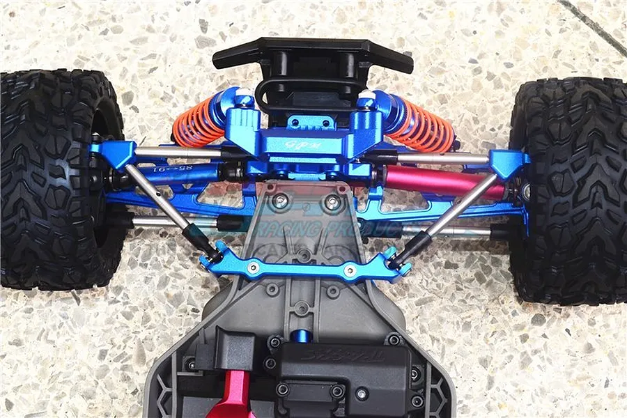 GPM Blue Aluminium Traxxas Rustler 4x4 Front Upper Suspension Arms w/ Stabilizer image 2