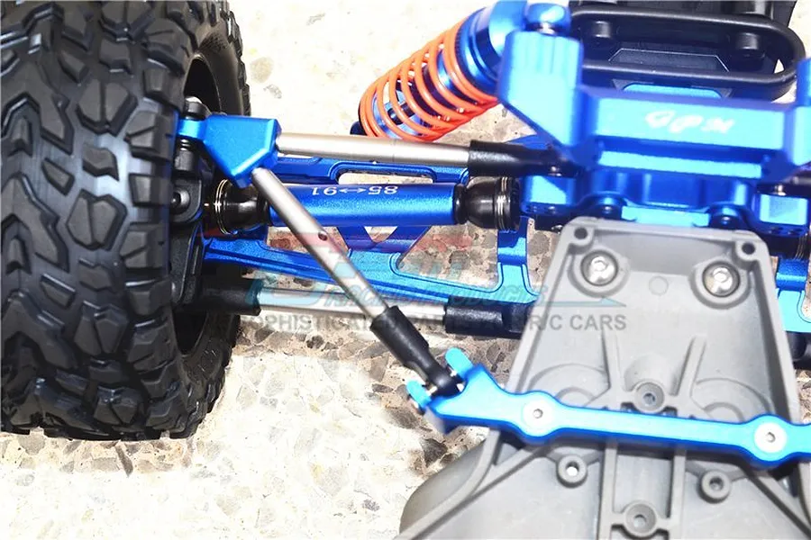 GPM Blue Aluminium Traxxas Rustler 4x4 Front Upper Suspension Arms w/ Stabilizer image 3