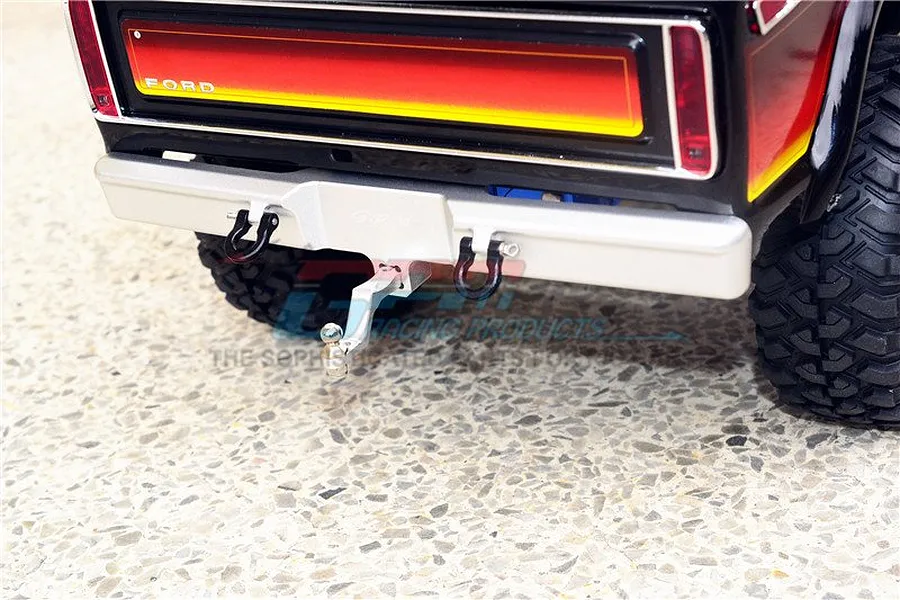 GPM Black Aluminium TRX-4 Bronco Rear Bumper w/ D-Ring &amp;amp; Drop Hitch image 37407