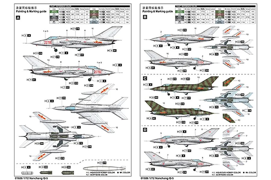 Trumpeter 1/72 Nanchang Q-5C Jet Scaled Plastic Model Kit image 4