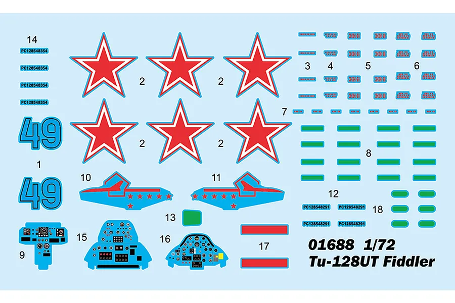 Trumpeter 1/72 Tu-128UT Fiddler Jet Scaled Plastic Model Kit image 37529