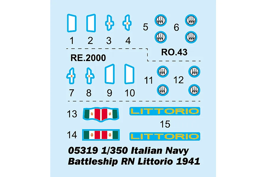 Trumpeter 1/350 Italian RN Littorio 1941 Battleship Scaled Plastic Model Kit image 37555