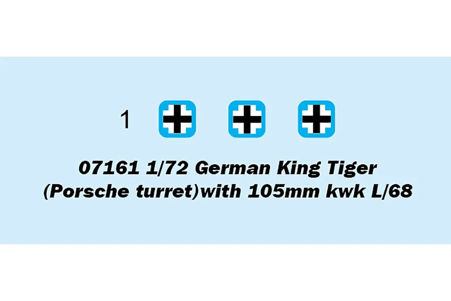 Trumpeter 1/72 German King Tiger Porsche Turret Tank w/ 105mm kwk L/68 Scaled Plastic Model Kit image 3