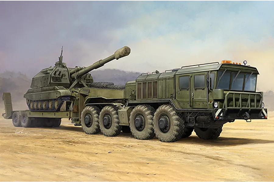 Trumpeter 1/35 Russian KZKT-7428 w/ KZKT-9101 Semi-Trailer Transporter Truck Scaled Plastic Model Kit image 37601