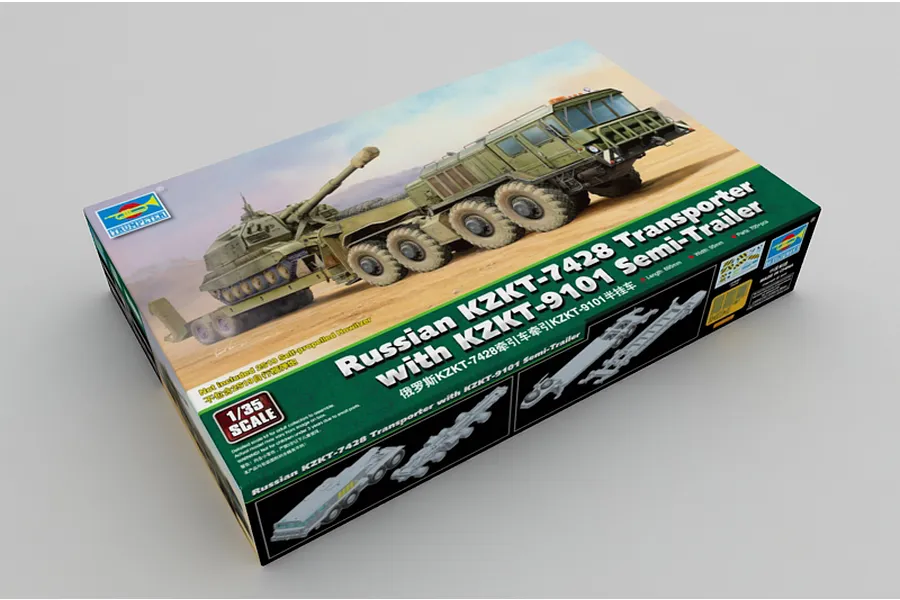 Trumpeter 1/35 Russian KZKT-7428 w/ KZKT-9101 Semi-Trailer Transporter Truck Scaled Plastic Model Kit image 37602