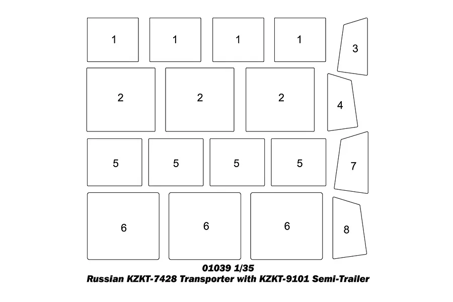 Trumpeter 1/35 Russian KZKT-7428 w/ KZKT-9101 Semi-Trailer Transporter Truck Scaled Plastic Model Kit image 37604