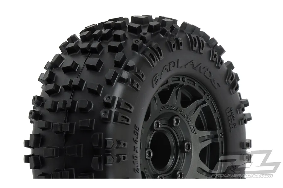 Pro-Line 2.8&amp;quot; Badlands Tyres on Black Raid Rims - Glued Wheels 2Pcs image 37704