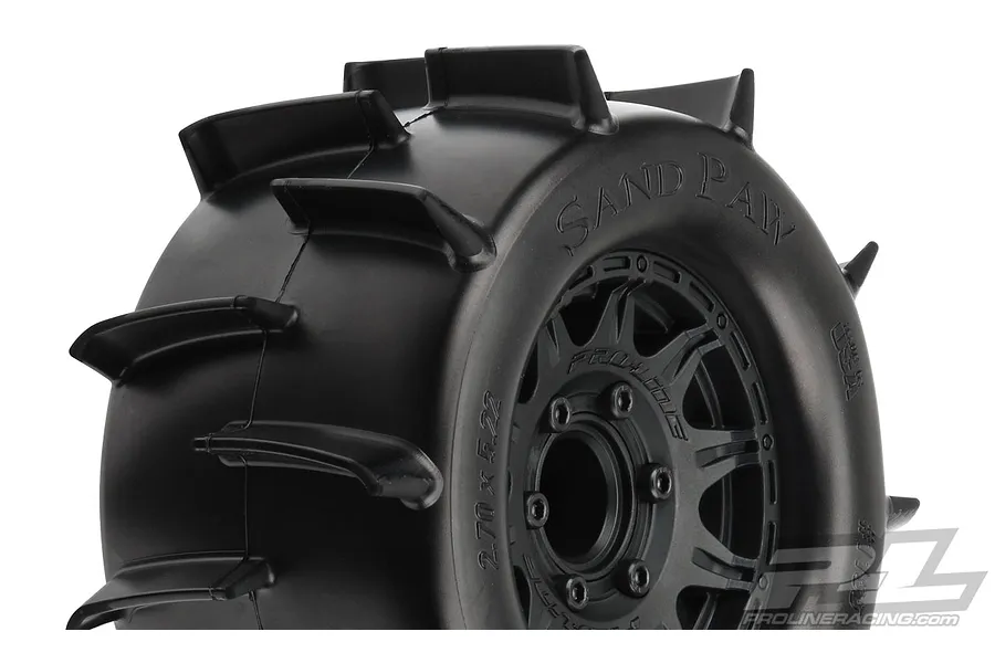Pro-Line 2.8&amp;quot; Sand Paw Tyres on Black Raid Rims - Glued Wheels 2Pcs image 37715