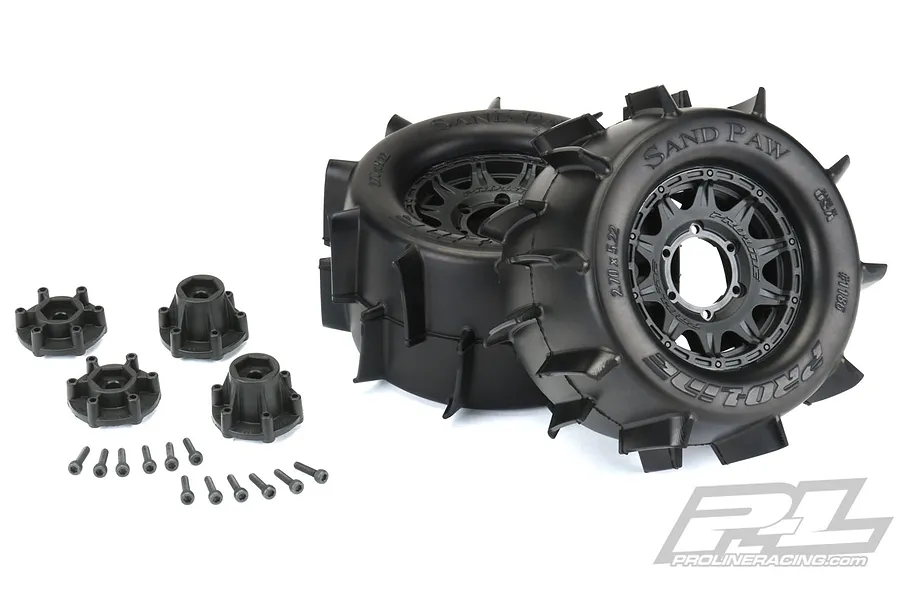 Pro-Line 2.8&amp;quot; Sand Paw Tyres on Black Raid Rims - Glued Wheels 2Pcs image 37717