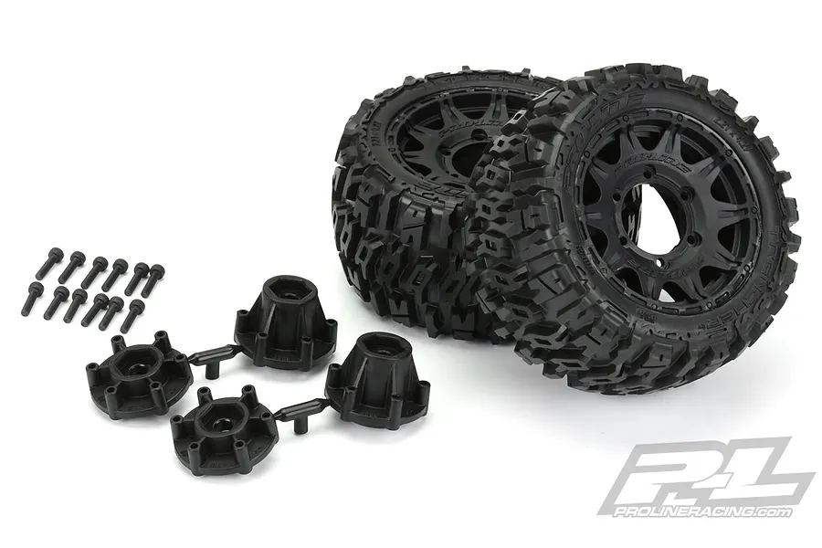 Pro-Line 2.8&amp;quot; Low Profile Trencher Tyres on Black Raid Rims - Glued Wheels 2Pcs image 37720