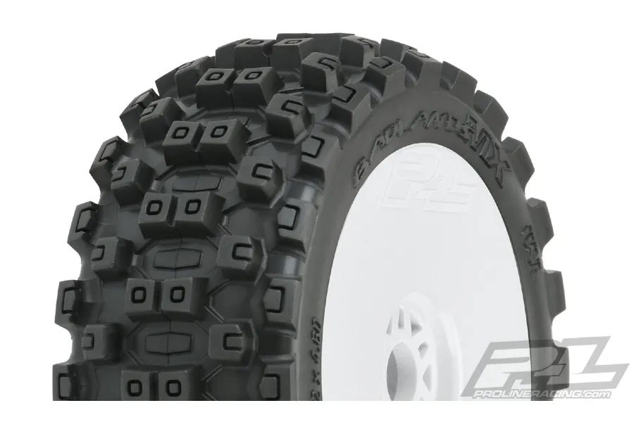 Pro-Line 3.3&amp;quot; Badlands MX M2 (Medium) Tyres on White Dish Rims - Glued Buggy Wheels 2Pcs image 37721