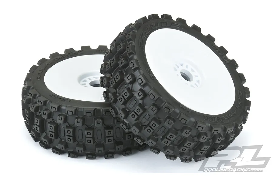 Pro-Line 3.3&amp;quot; Badlands MX M2 (Medium) Tyres on White Dish Rims - Glued Buggy Wheels 2Pcs image 37722