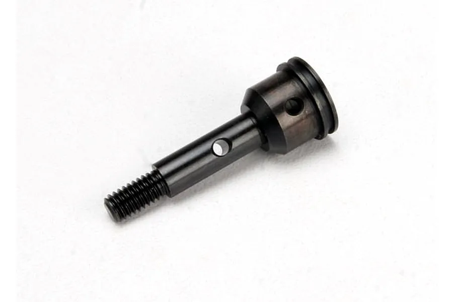 A single black steel CVD wheel axle for Traxxas RC vehicles, shown against a white background.