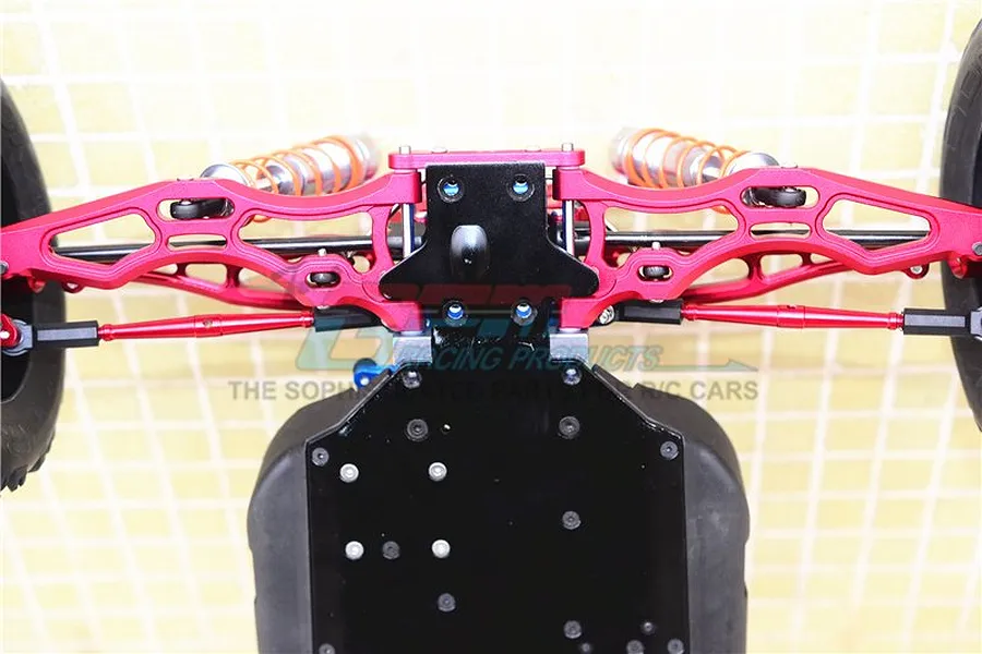 GPM Red Aluminium ARRMA Kraton Front Steering Hubs &amp;amp; Upper &amp;amp; Lower Suspension Arms Kit image 37831