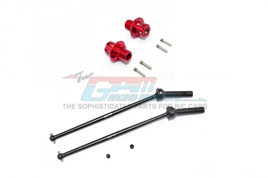 GPM Red Aluminium ARRMA Kraton Front CVD Drive Shafts &amp;amp; +13mm Wheel Hex Extension 2Pcs image 37839