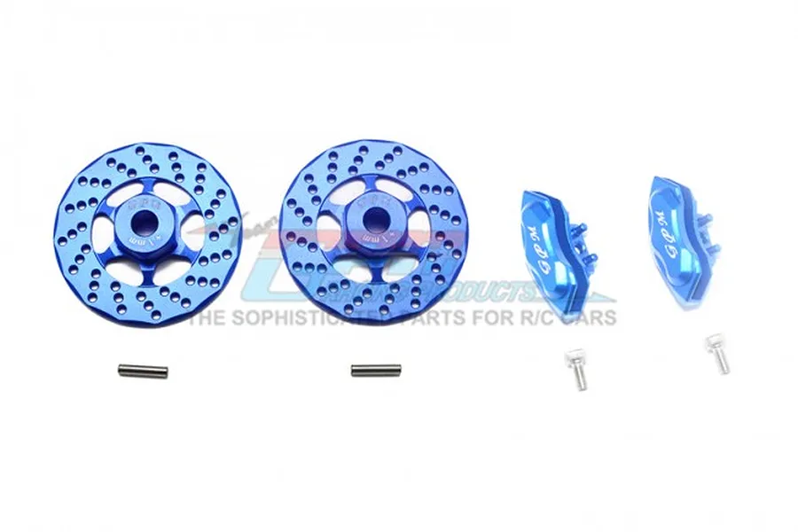 GPM Blue Aluminium Traxxas GT 4-Tec 2.0 +1mm Front or Rear Disc Brake &amp;amp; Calipers 4Pcs image 37850