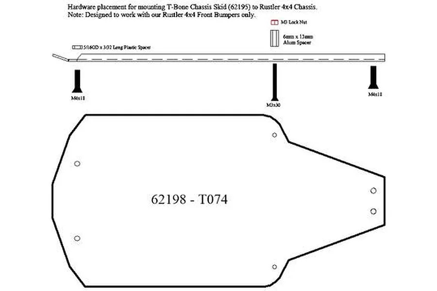 T-Bone Racing Black Traxxas Rustler 4x4 Chassis Skid Plate image 2