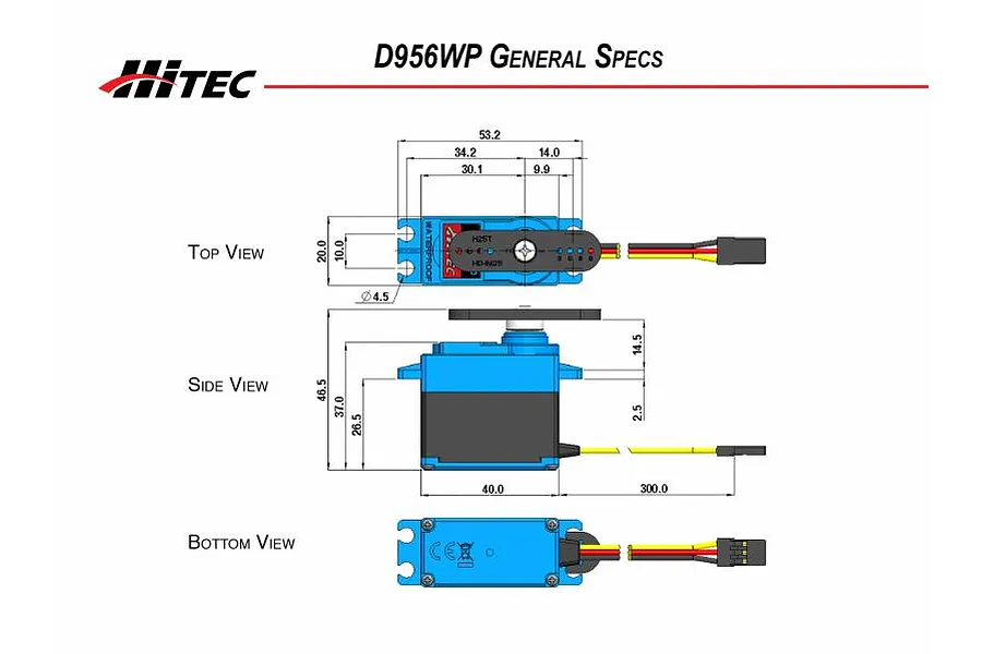 Hitec D956WP Standard 29kg 7.4v Metal Geared Waterproof Servo image 37985