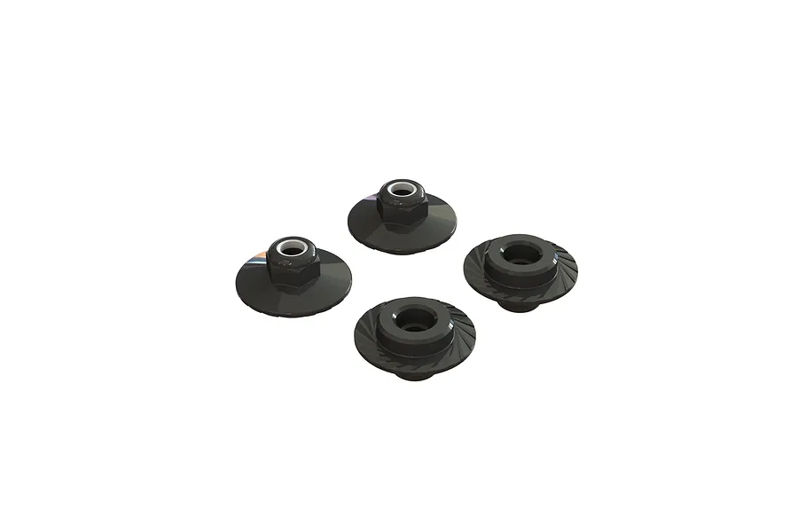 ARRMA 5mm Black Steel Flanged Serrated Nyloc Wheel Nuts 4Pcs image 38019