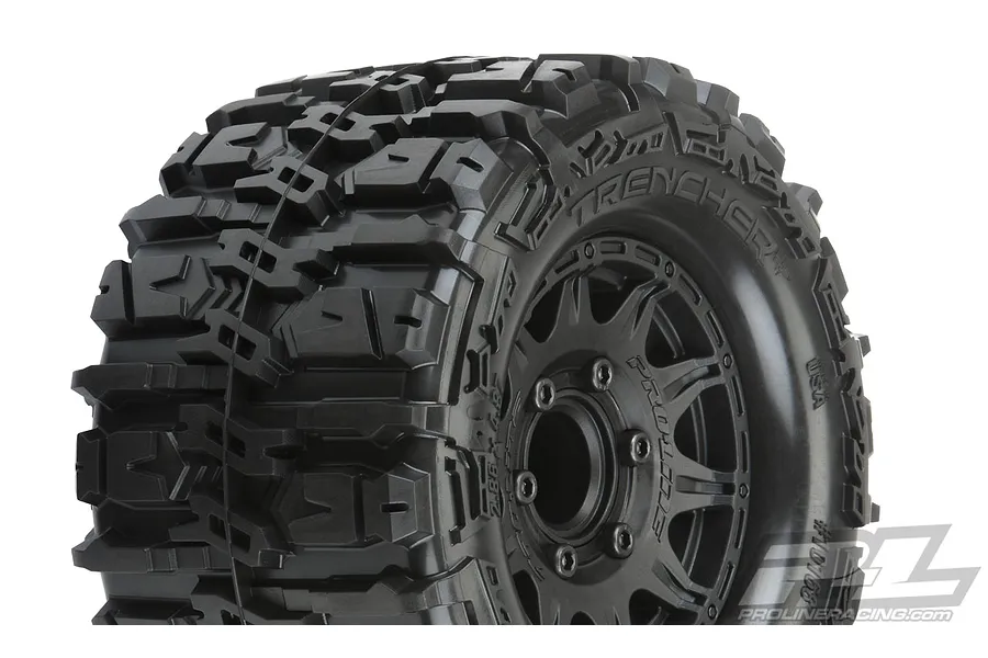 Pro-Line 2.8&amp;quot; Trencher HP Belted Tyres on Black Raid Rims - Glued Wheels 2Pcs image 38022