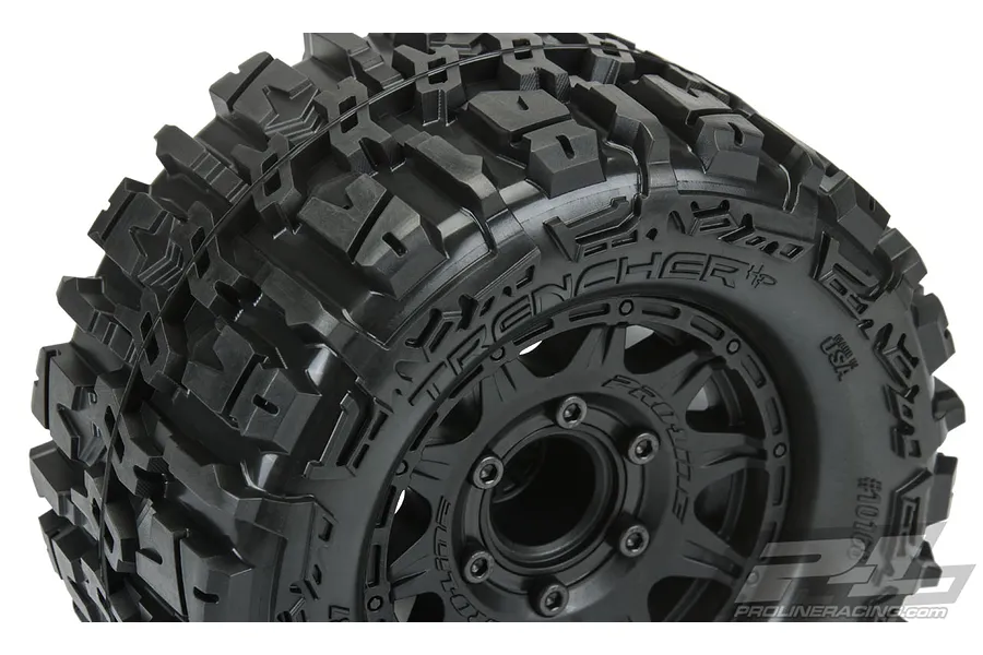 Pro-Line 2.8&amp;quot; Trencher HP Belted Tyres on Black Raid Rims - Glued Wheels 2Pcs image 38025