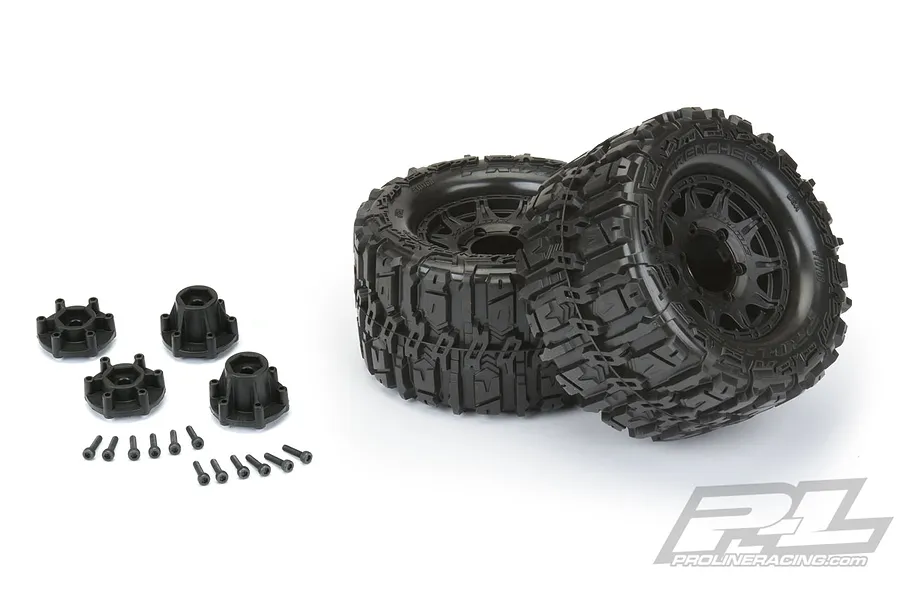 Pro-Line 2.8&amp;quot; Trencher HP Belted Tyres on Black Raid Rims - Glued Wheels 2Pcs image 38026