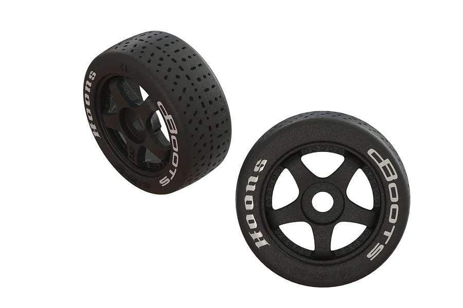 ARRMA 3.3&amp;quot; Belted 42/100 (White) dBoots Hoons Tyres on Black 5-Spoke Rims - Glued Wheels 2Pcs image 38107