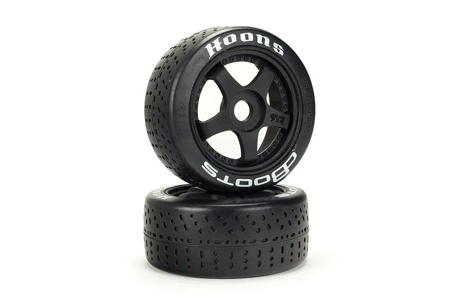 ARRMA 3.3&amp;quot; Belted 42/100 (White) dBoots Hoons Tyres on Black 5-Spoke Rims - Glued Wheels 2Pcs image 38108