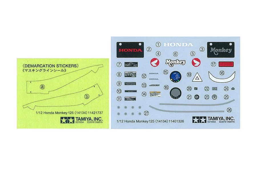 Tamiya 1/12 Honda Monkey 125 Motorcycle Scaled Plastic Model Kit image 38351