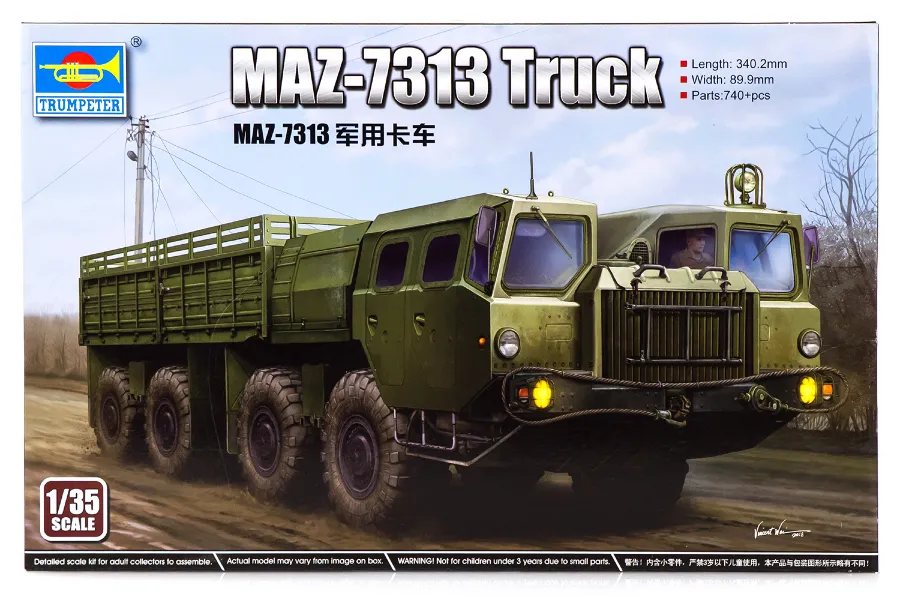Trumpeter 1/35 MAZ-7313 Truck Scaled Plastic Model Kit image 38373
