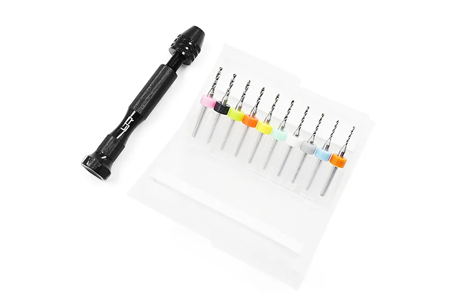 Yeah Racing Black Aluminium Hand Drill Set w/ 10Pc Drill Bits image 38435