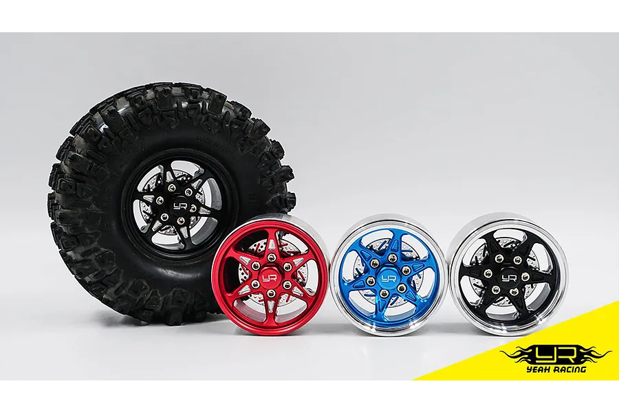 Yeah Racing Red Aluminium 1.9&amp;quot; BXC 6 Spoke Rims 2Pcs w/ Brake Rotors image 38508