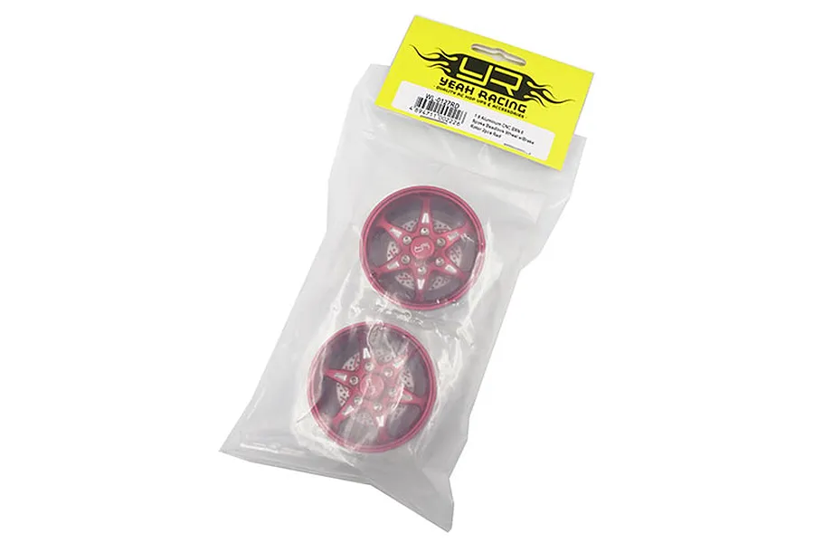 Yeah Racing Red Aluminium 1.9&amp;quot; BXC 6 Spoke Rims 2Pcs w/ Brake Rotors image 38510
